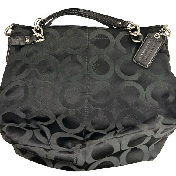 Coach Brooke Signature Canvas Leather Handbag Purse Black 14147 Y2K - Picture 1 of 9